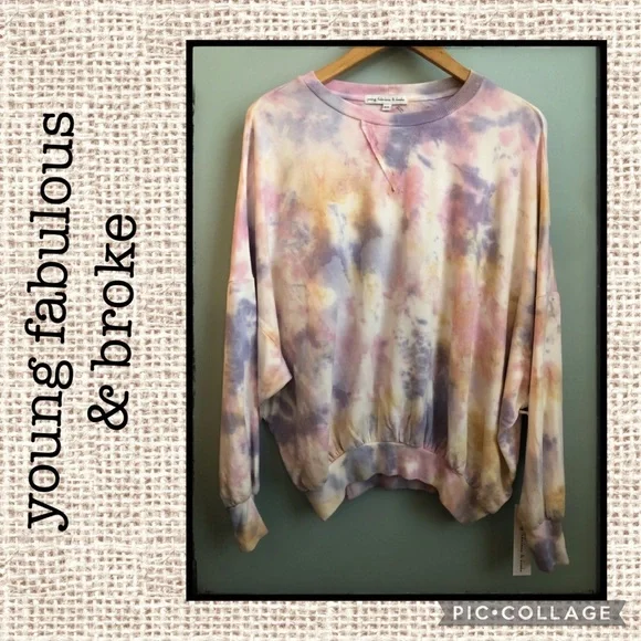 Young fabulous and discount broke tie dye sweatshirt